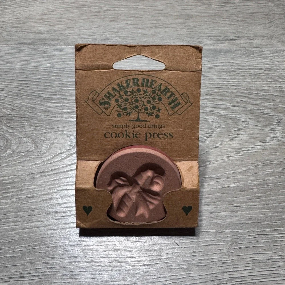 Shakerhearth Rowoco Terracotta Cookie Press Bow Design Vintage 1996 0-8628